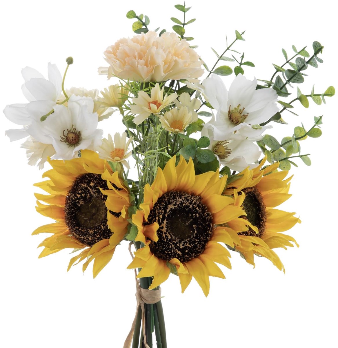 SnelShoppen - Kunstbloemen en Kunstplanten - Zijden Zonnebloemen in Geel en Wit - Perfect voor Bloemstukken, Boeketten, Decoratie Thuis, Bruiloft en T