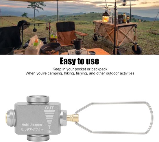 Gas Canister Vent Valve - Gas Adapter Navuladapter - Kamperen Buitenactiviteiten - Lichtgewicht Duurzaam - 46g - Aluminiumkleur — afbeelding 2