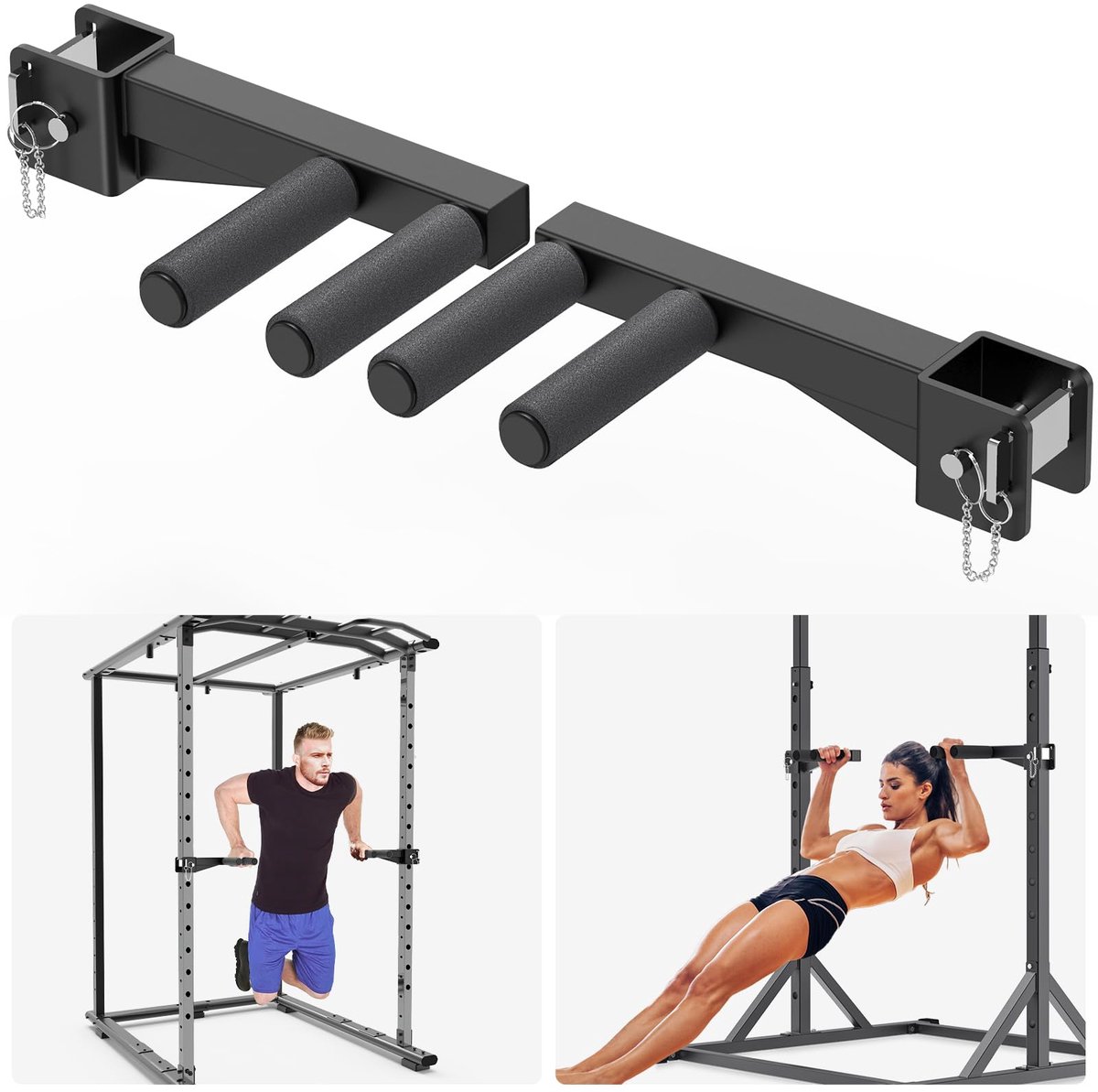 Dailygoods - Dip Bar-bevestiging - Antislip handgrepen - 500 lb capaciteit - Squat rack bevestiging - Ideaal voor dips en push-ups - Geschikt voor 2 x...