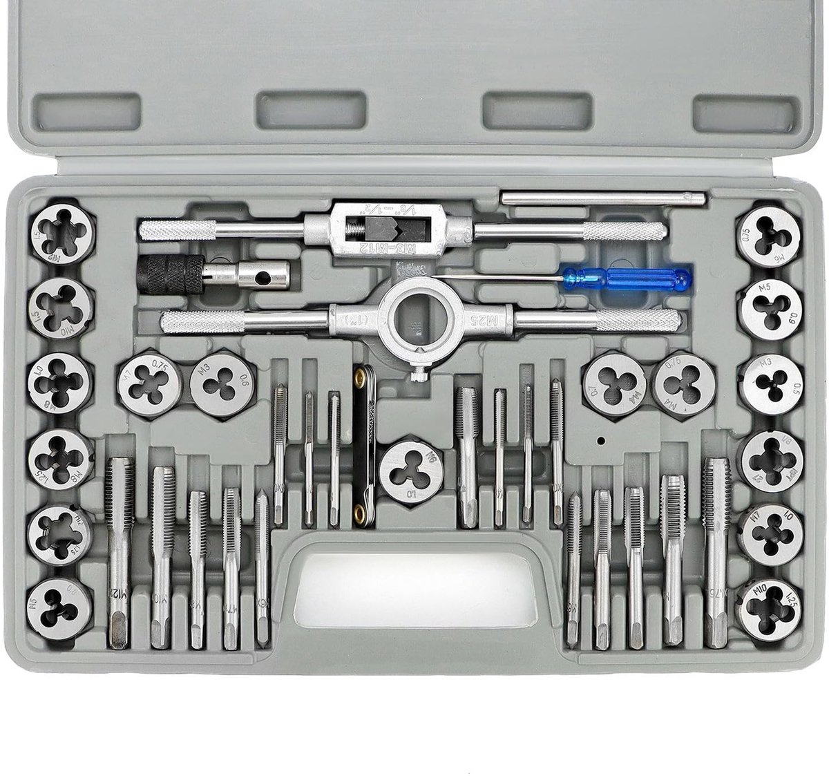 Dailygoods - 12-delige tapset - Metrische tap - Duurzaam lagerstaal - Geschikt voor M6-M12 - Hoge corrosieweerstand - Inclusief 12 stukken