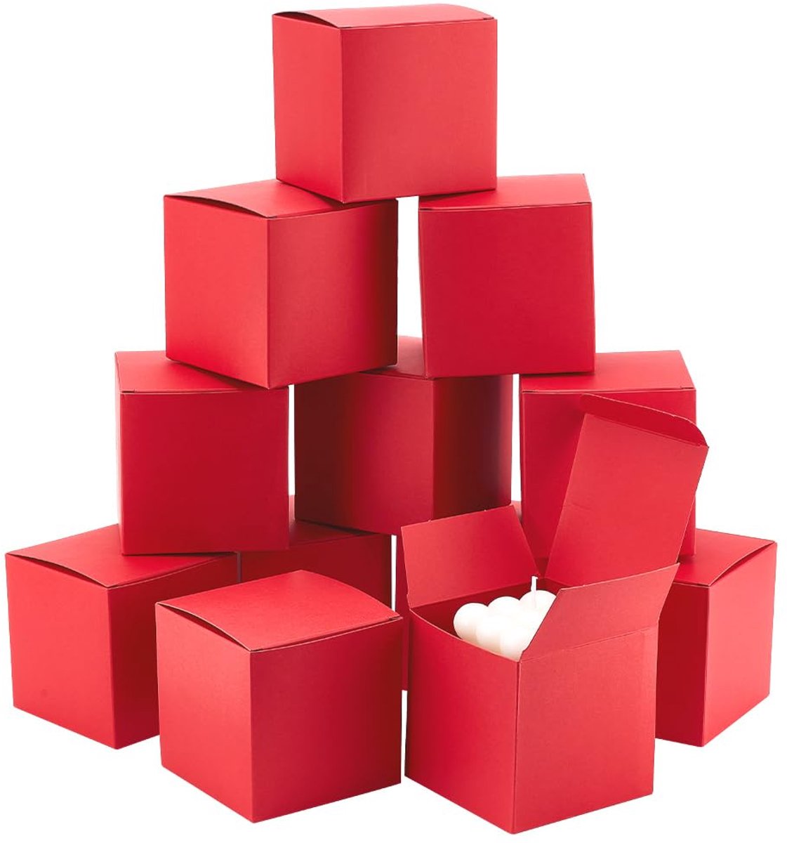 Dailygoods - 30 Stuks Rode Kraft Papieren Dozen met Deksel - Voor Cadeaus en Feesten