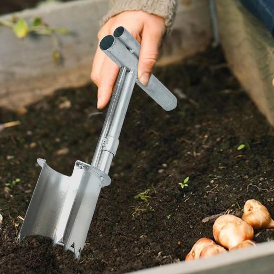 Bloembollenplanter - Tuinplanter Bodemplanter - Planten Bollen Zaden - Roestvrijstalen Constructie - 35 x 25 x 13 cm - Zilverkleurig — afbeelding 3