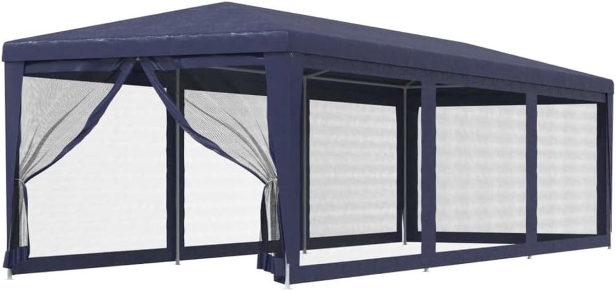Partytent Blauw - Feesttent Paviljoen - Buitenfeesten Organiseren - Waterdicht HDPE Dak - 3 x 9 meter - Blauw