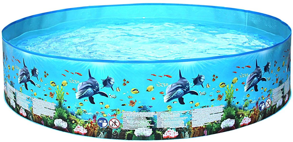 Dailygoods- Zomerzwembad 183 x 38 cm - Niet-opblaasbaar - Duurzaam PVC - Antislip onderkant - Voor 2-3 kinderen - Inclusief speelgoed - Kinderbad