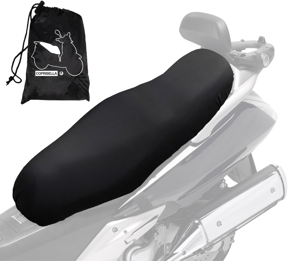 SnelShoppen - Universele Zadelhoes voor Auto, Scooter en Motorfiets - Waterdicht, Maat M 72x45 cm - PU-Kunstleer, Zwart - Inclusief Opbergtas - Ook Ve