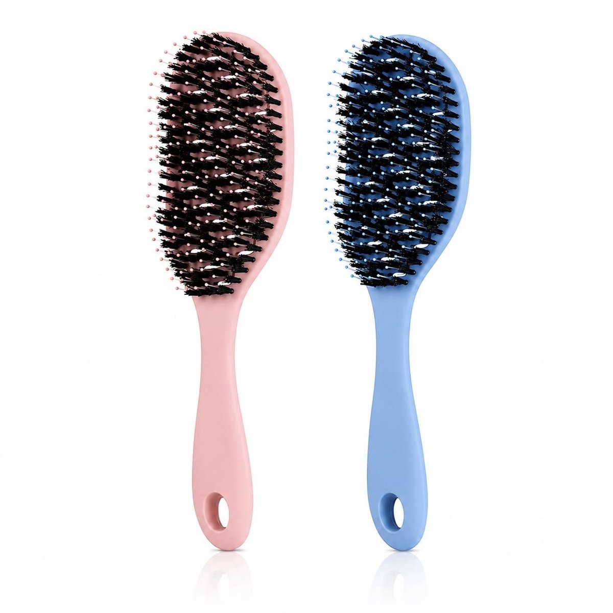 Dailygoods - Varkenshaar Peddel Haarborstel voor Vrouwen - Zachte Ontwarrende Borstel voor Krullend Haar