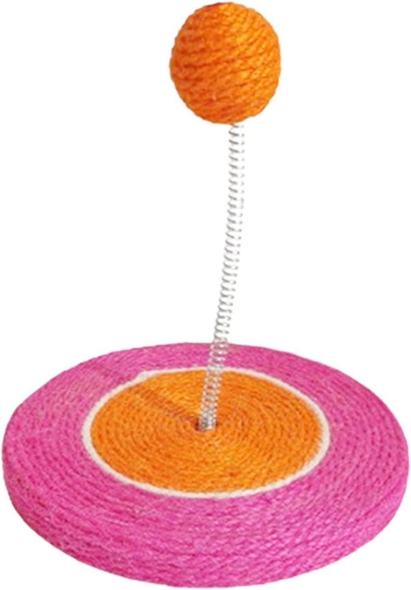 Krabplank voor Katten - Krabkussen Kattenspeelgoed - Interactief Spelen - Met Sisal Bal - 21 x 21 x 10 cm