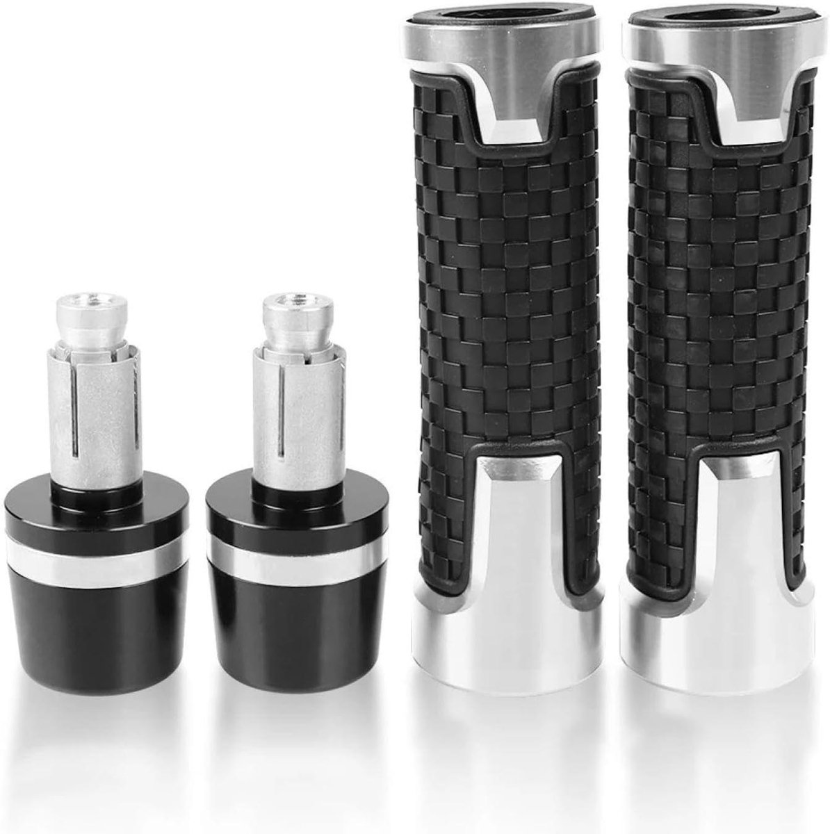 Motorfiets Handvatten - Stuur Grips - Comfortabel Rijden - Antislip Ontwerp - 120 mm Lengte - Zilver Zwart
