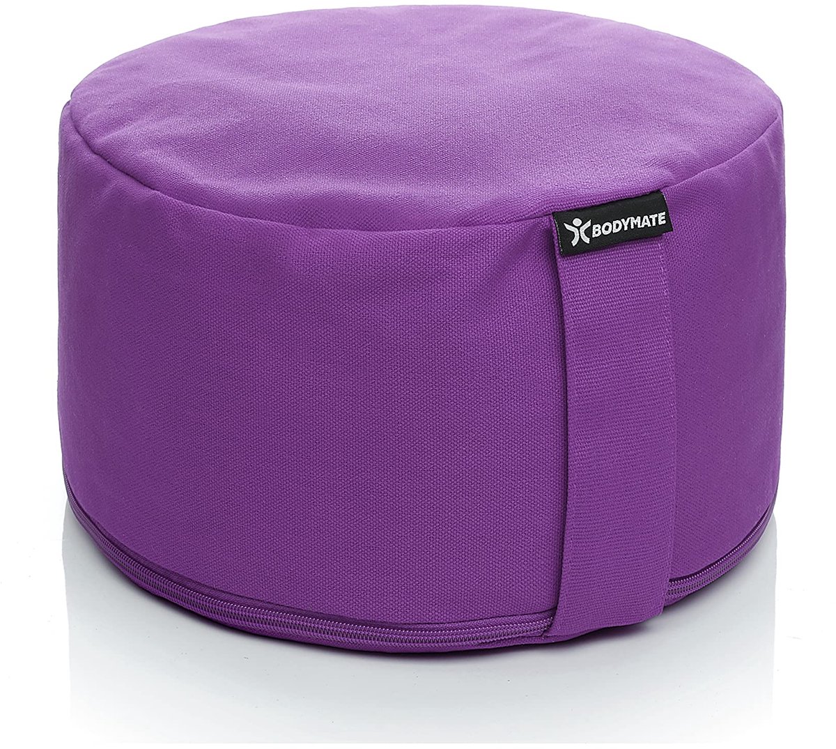 SnelShoppen - BODYMATE Yogakussen Rond 31 cm - Meditatiekussen paars - Zitkussen met Boekweit-Spelt Vulling - Machinewasbare Katoenen Overtrek - Perfe