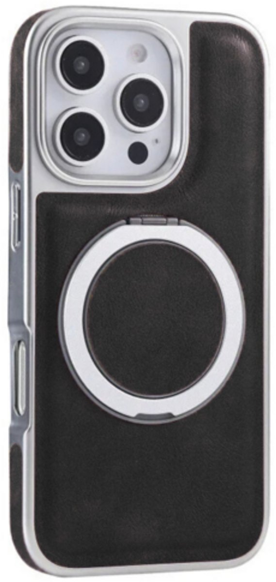 Lavann 360 Rotating Leather Case geschikt voor iPhone 17 Pro Max - Zwart