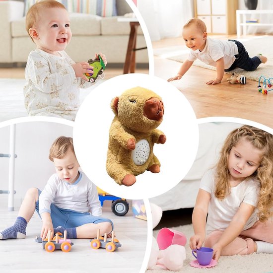 Pluche dier met projectie - Knuffelpop Slaapgezel - Ontspannen slapen - Ademend effect - 30 cm - a — afbeelding 4