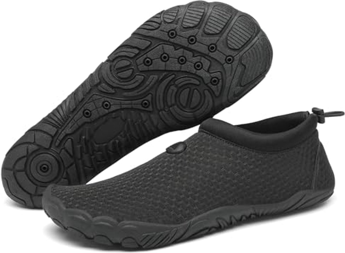 SnelShoppen - Waterschoenen Dames en Heren Antislip Ademend Maat 36-46 Zwart Ebben Perfect voor Strand, Zwemmen, Camping en Sport