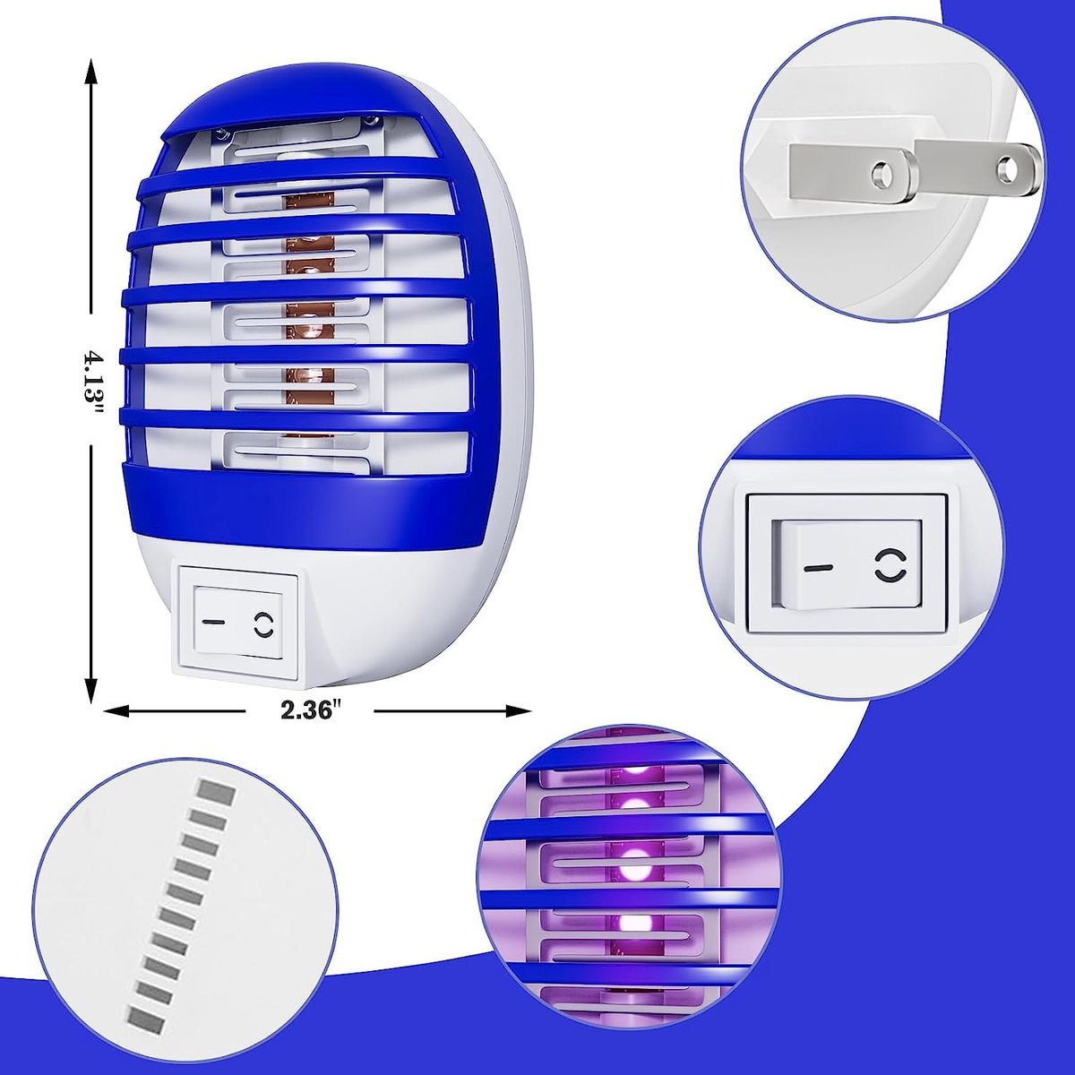 SnelShoppen - Elektrische Insectenverdelger 4 Stuks - Muggenlamp voor Binnen en Buiten - Led Vliegenval - Stopcontact Muggenbescherming voor Keuken, S