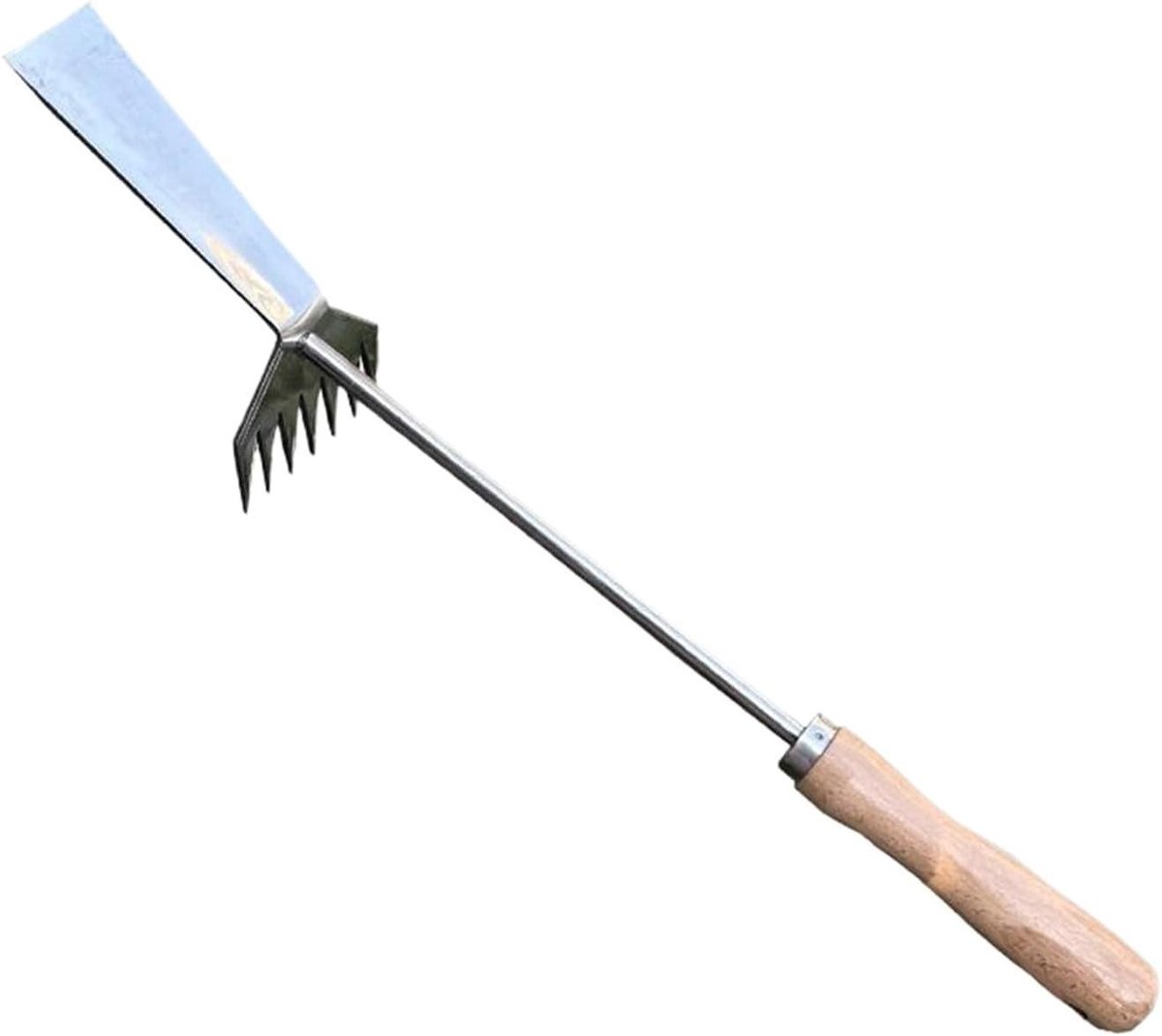 Onkruidverwijderaar Lange Steel - Tuingereedschap Hark - Bodembewerking Tuin - Ergonomisch Roestbestendig - 50 cm - Zilver