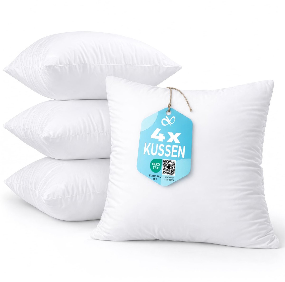 SnelShoppen - 4-delige Bankkussens 45x45 cm - Zachte Decoratieve Kussens met Katoenen en Polyester Kussenslopen - Hypoallergeen en Anti-mijt voor Woon