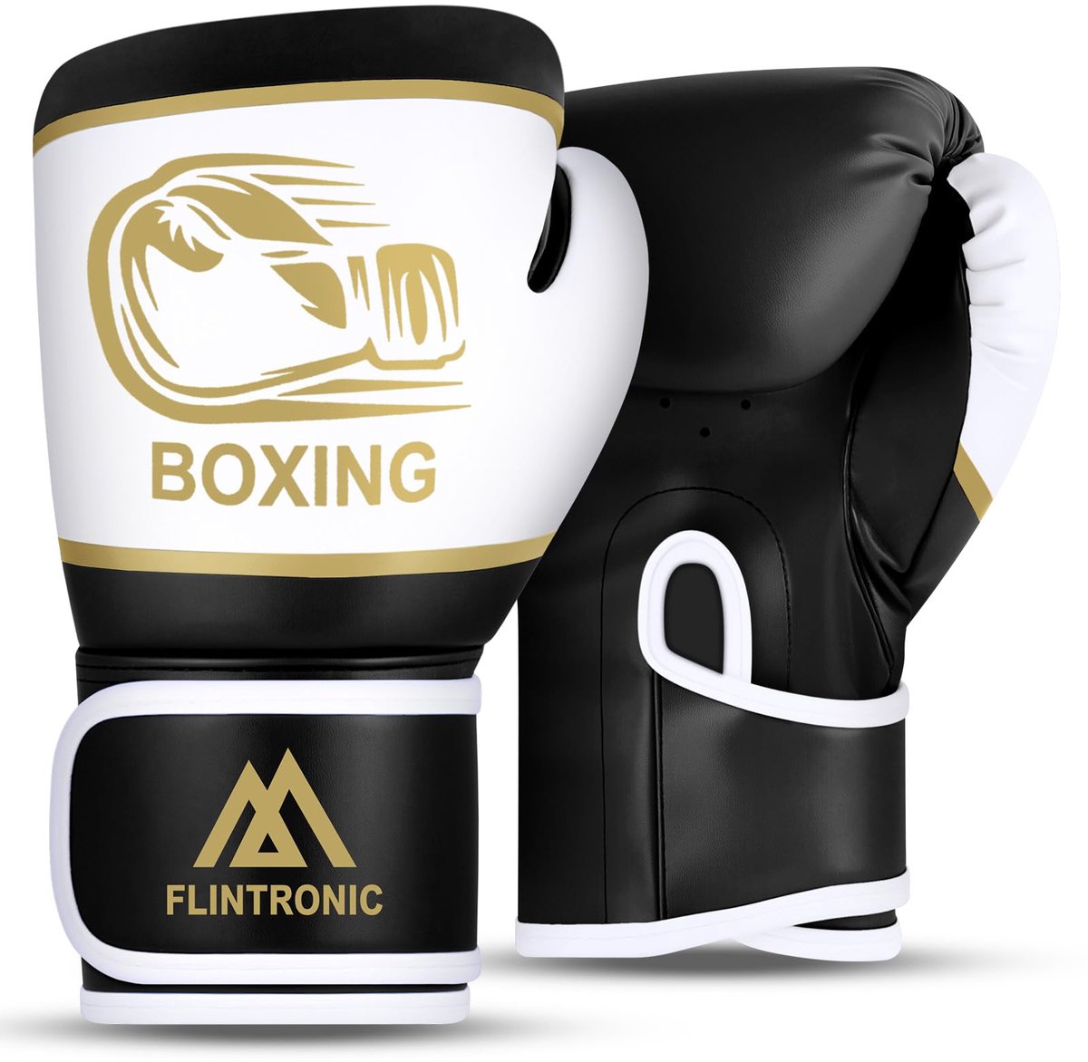 SnelShoppen - Flintronic Bokshandschoenen Kinderen 6 oz - Junior Kickbokshandschoenen voor Muay Thai, MMA, Vechtsport, Sparring - Zwarte Bokshandschoe