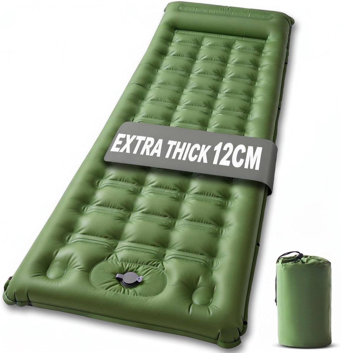 SnelShoppen - Zelfopblazend Camping Isomat 12 cm Dikke Slaapmat met Voetpomp en Kussen - Waterdicht, Ultralicht, Luchtbed voor Hiking, Strand, Reizen,