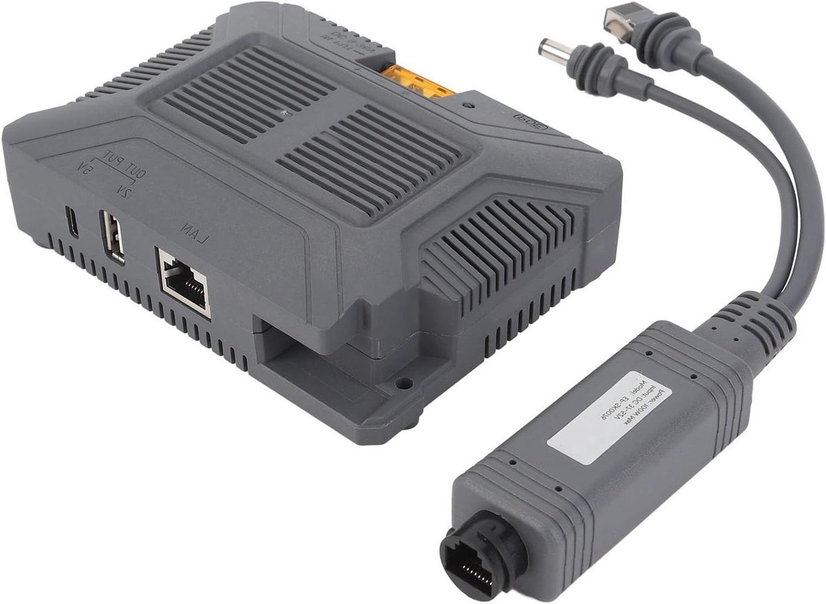 PoE Injector Kit - Ethernet Injector Splitter - Netwerkapparatuur Voeden - 150W Vermogen Gigabit - 100 meter - Zwart