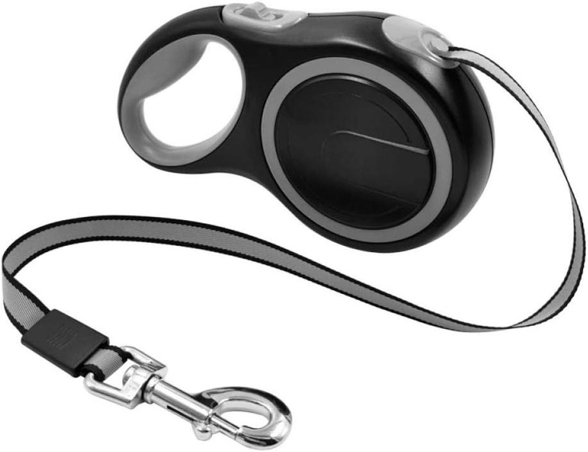 Intrekbare Hondenriem - Hondenlijn Nylon - Wandelen met Hond - 360° Anti-Knoop Lijn - 5 Meter - Zwart
