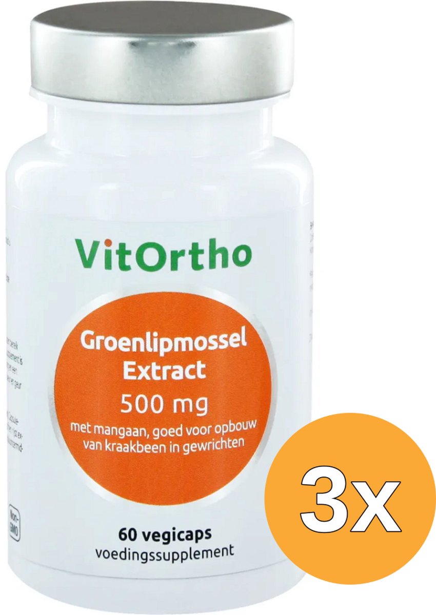 3x VitOrthogroenlipmossel extract 500 mg (60 vega capsules)
