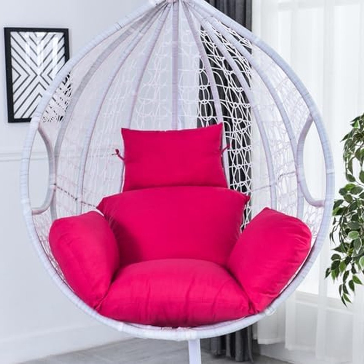 Hangmat Swing Eierstoel - Hangstoel rotan - Buiten ontspannen - Met stevige standaard - Niet gespecificeerd - Roze