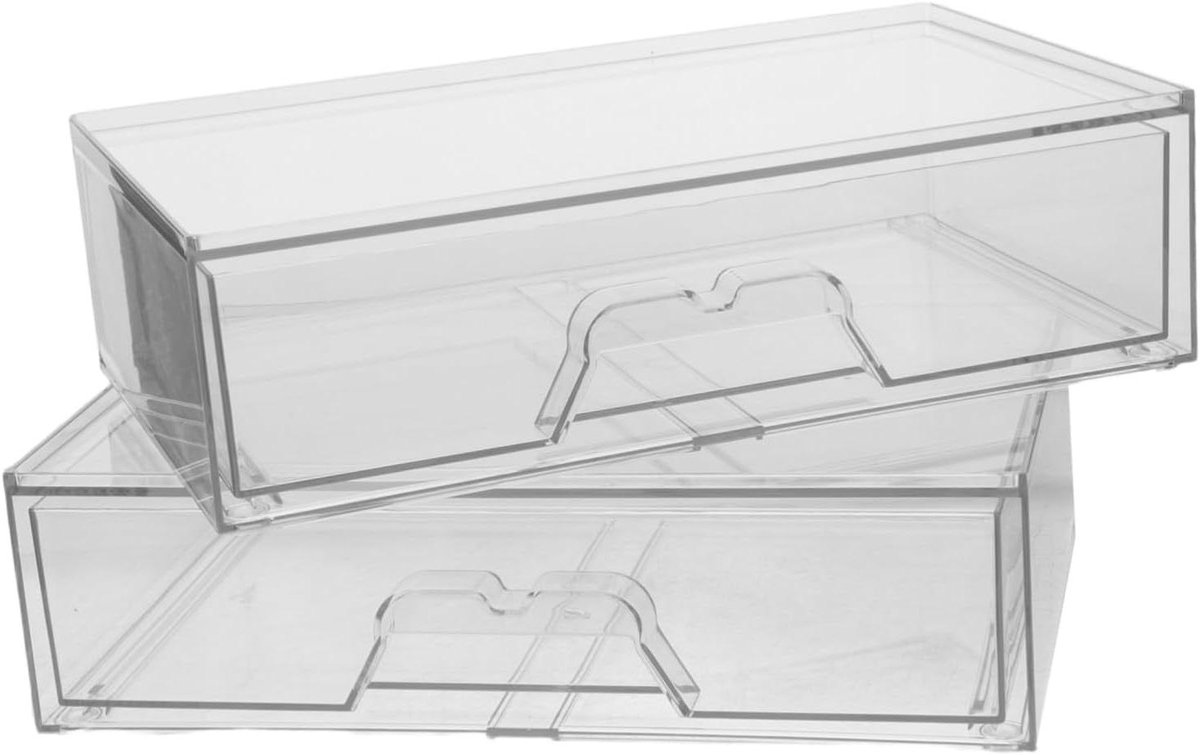 Stapelbare Opbergdozen - Transparante Lades Organizer - Bureau Ordenen - Ruimtebesparend Ontwerp - 30.5 x 18.5 x 17.2 cm - Transparant