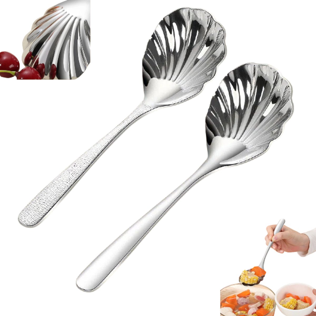 2 stuks - roestvrijstalen serveerlepels - Groot - Zilver - 23 x 6,6 cm - Geschikt voor feesten, buffetten, diners, banketten, koken en andere keukenbenodigdheden
