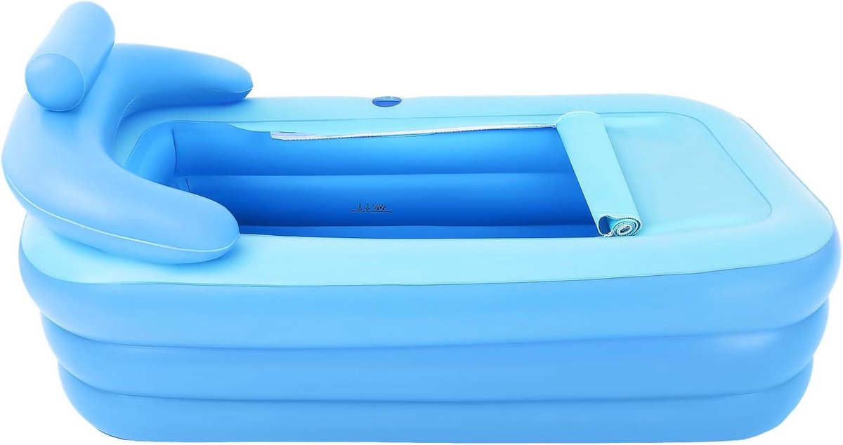 Opblaasbare Badkuip - Draagbaar Bad Opvouwbaar Bad - Ontspannen Baden - Met Massagebodem - 160 x 84 cm - Blauw