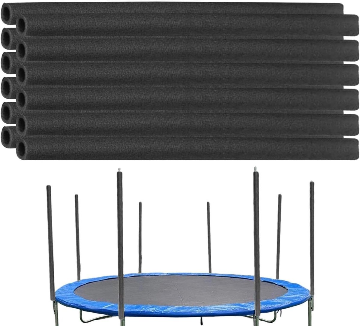 Trampoline Paalhoezen - Paalbeschermers Schuim - Trampoline Veiligheid - Universeel Ontwerp - 40 cm - Zwart