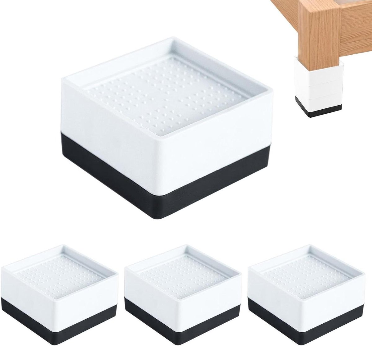 Tafelverhogers - Meubelverhogers Stoelverhogers - Meubels Verhogen - Stapelbaar en Antislip - 4 stuks - Wit