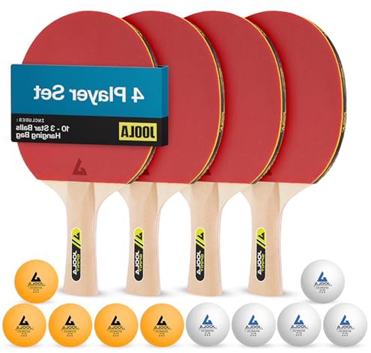 Tafeltennis Set - Ping Pong Set - Familie Plezier - Inclusief Opbergtas - 4 Batjes 10 Ballen - Meerkleurig