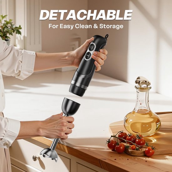 Staafmixer Elektrisch - Pureerstaaf Keukenmixer - Eten Bereiden - Instelbare Snelheidsregeling - 1100 Watt - Diepzwart — afbeelding 5