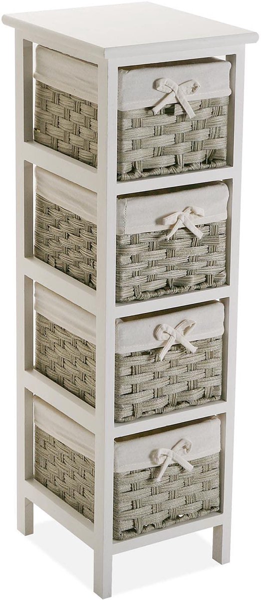 SnelShoppen - Luxe Badkamermeubel met 4 lades - Wit Hout - Compact Bijkomend Meubilair voor Badkamer - Afmetingen 82x29x25 cm - Perfect voor Kleine Ru
