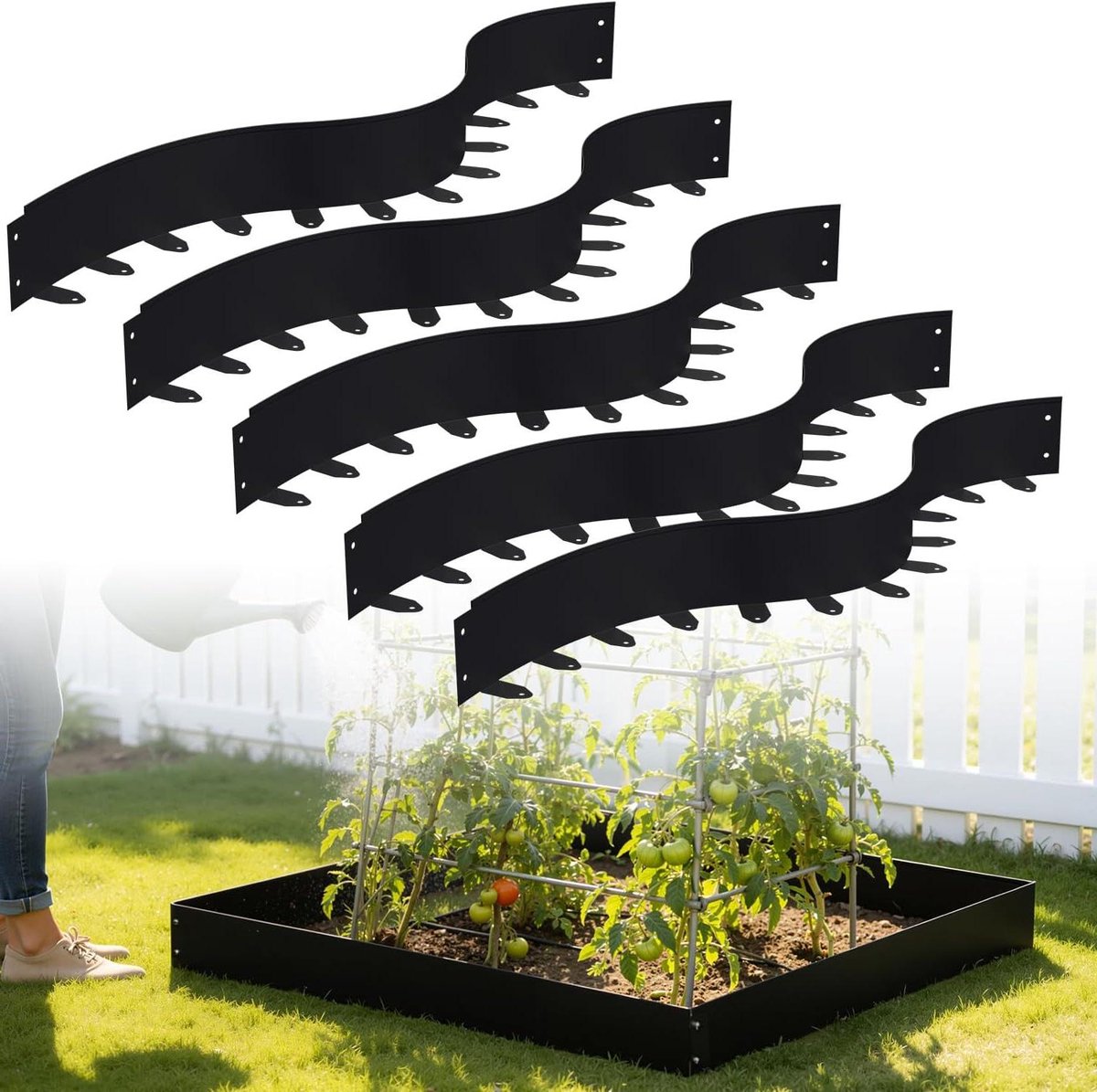 Gazonrand Metaal - Bloembedrand Flexibel - Tuin Vormgeven - Weerbestendig Corrosievrij - 5x 100cm - Zwart