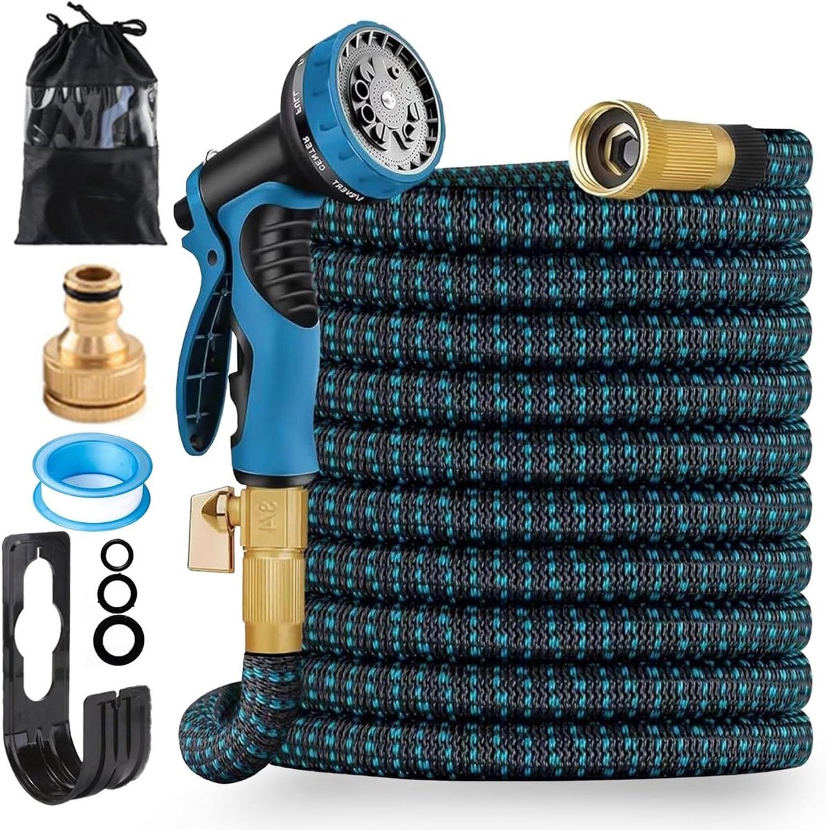 Uitbreidbare Tuinslang - Flexibele Waterslang - Tuin Water Geven - Krimpt en Groeit - 50 meter - Blauw
