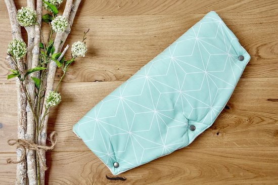 Kinderwagen Mof - Buggy Handwarmer - Warme Handen Houden - Met Drukknopen - 48 cm breed - Mint met diamant — afbeelding 2