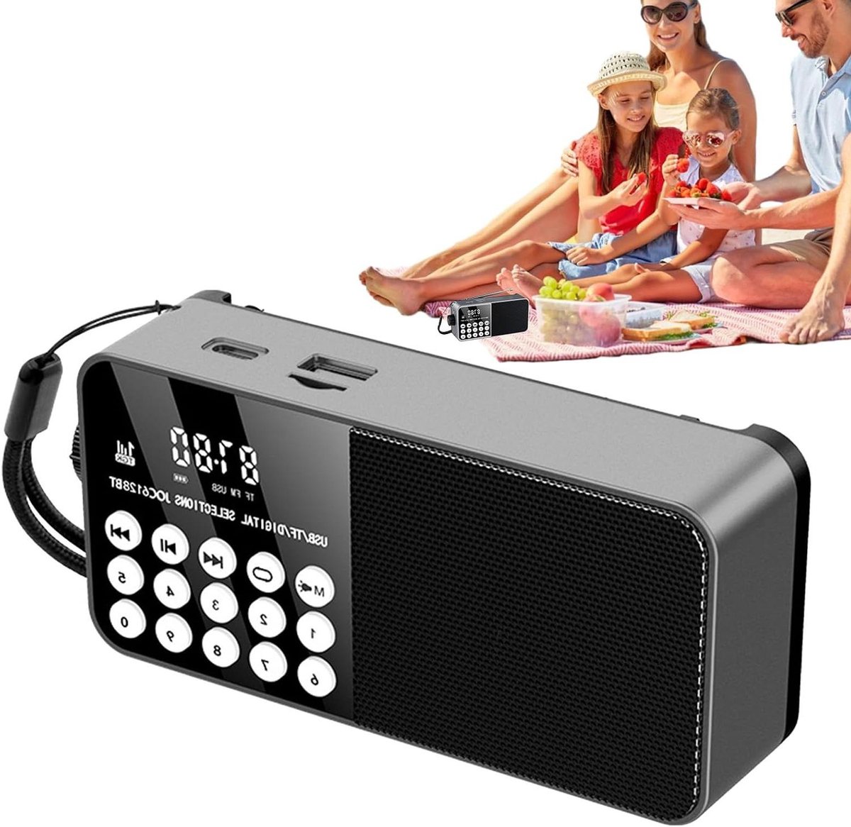 Draagbare AM/FM Radio - Digitale Radio Zaklamp - Kamperen Reizen - Oplaadbare Batterijen - 162 x 93 x 47 cm