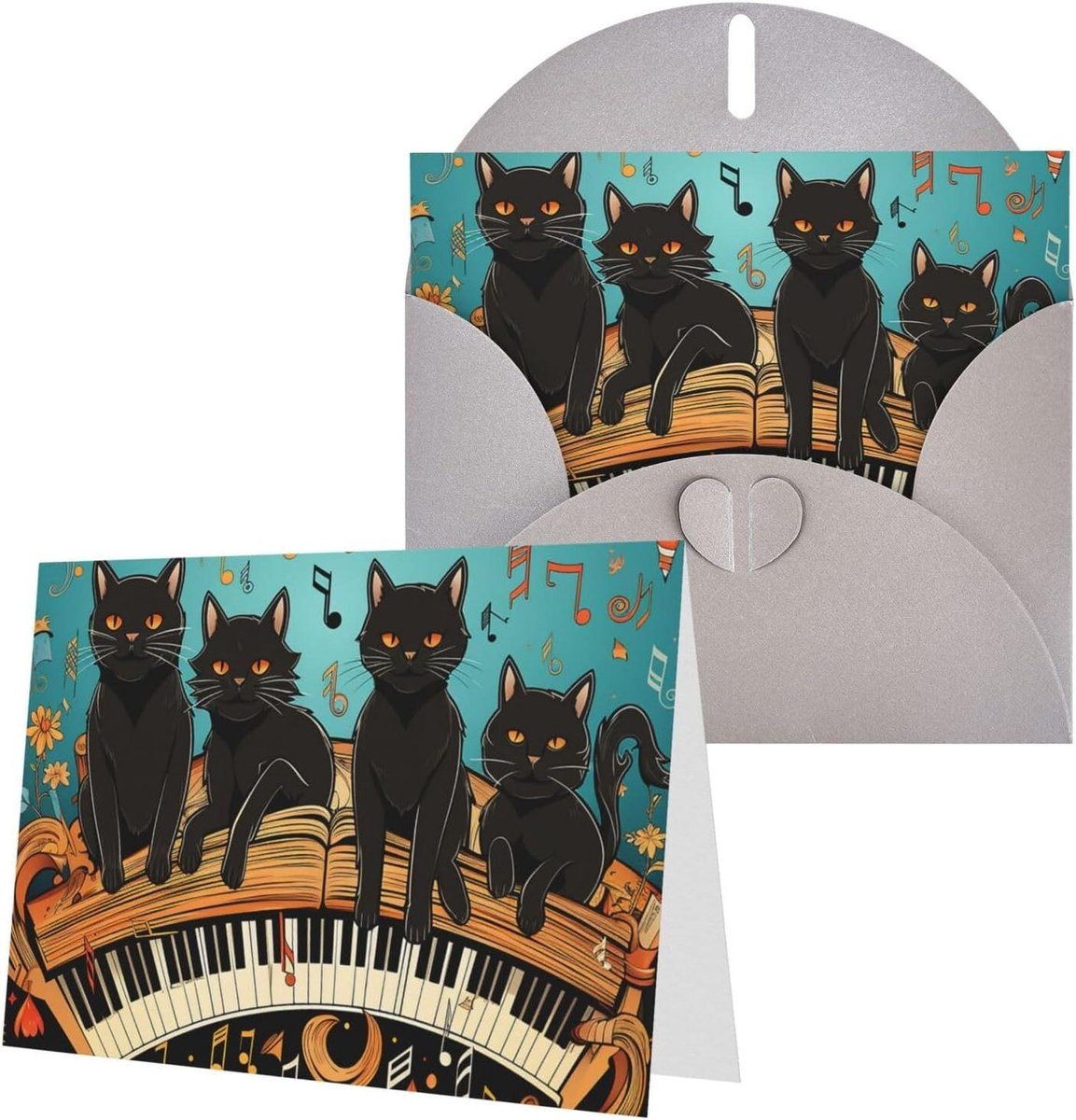 Wenskaarten met Katten - Bedankkaart Verjaardagskaart - Berichten Versturen - Parelmoer Afwerking - 10 x 15 cm - Grijs