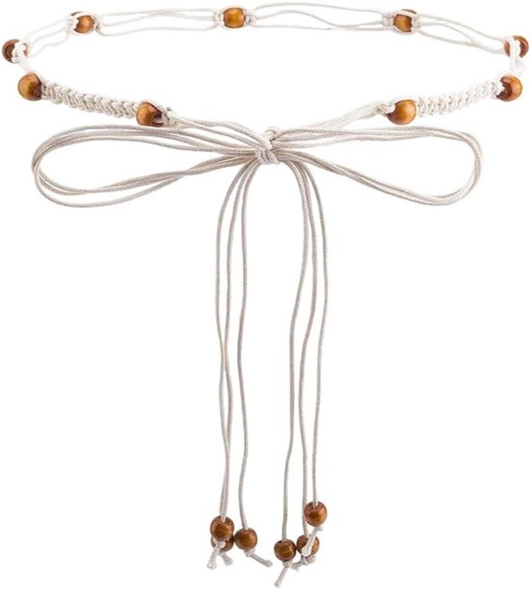 - Boho gevlochten touwriem - parels kwastriem - westerse stijl - handgemaakt - verstelbaar - wit touw - Boheemse stijl - 170 cm - lange riem
