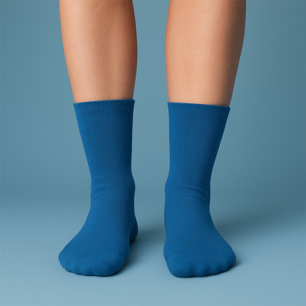 6 Paar - Extra Wijde Sokken - Socks4fun - Katoen - Drukvrije Boord - Blauw