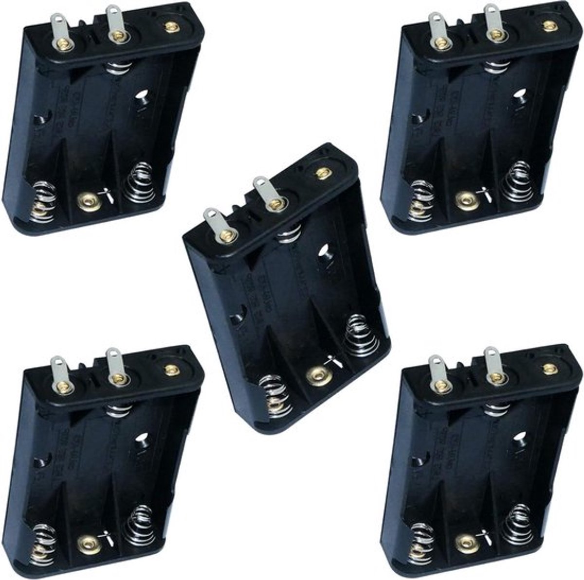 Set van 5 batterijhouders voor AAA batterijen - Opbergbox voor LR03 batterijen - Batterij organizer met 5 vakken