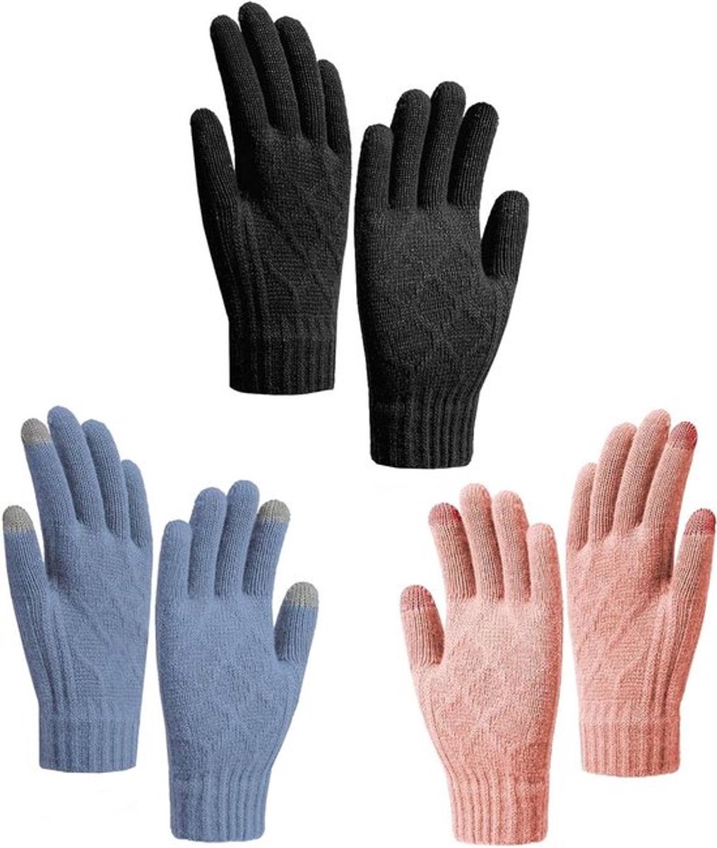 Winterhandschoenen voor dames - Touchscreen - Thermisch - Winddicht - Warm - Herenhandschoenen - 3 paar