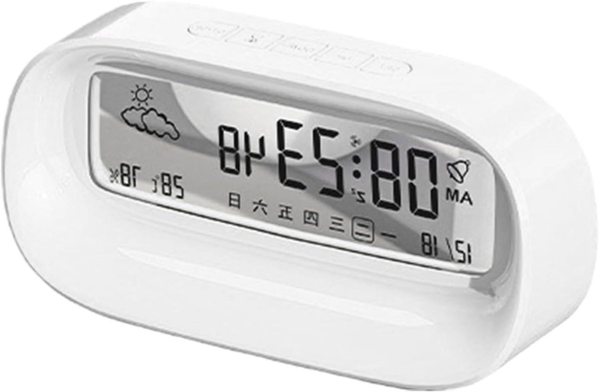 Digitale Wekker - Wekkerradio Nachtlampje - Ochtend Routine - Geleidelijk Volume - 10x10 mm - Parelmoer Wit
