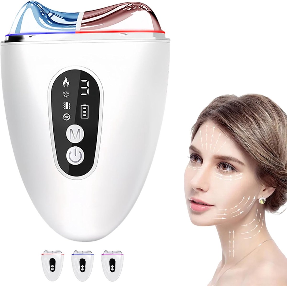 Elektrisch EMS Gua Sha gezichtsmassageapparaat met 4 modi, koude, warmte en trillingen, anti-rimpel, huidversteviging en gezichtslifting