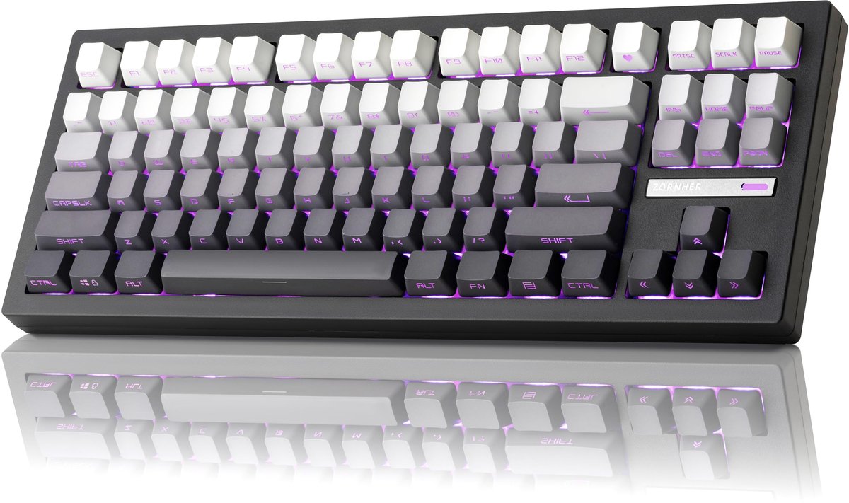 SnelShoppen - Draadloos mechanisch gaming-toetsenbord 80% zwart met Shine Through PBT-toetsdoppen, voorgevet lineaire schakelaars, op maat gemaakt rom