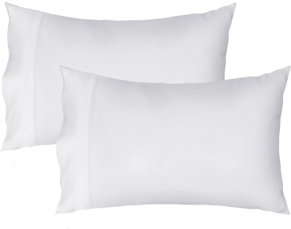 SnelShoppen - 2 Stuks Kussenslopen 50 x 70 cm, 100% Katoensatijn, Ademend en Verkoelend, Zacht voor Comfortabele Slaap, Witte Kussenslopen met Envelop
