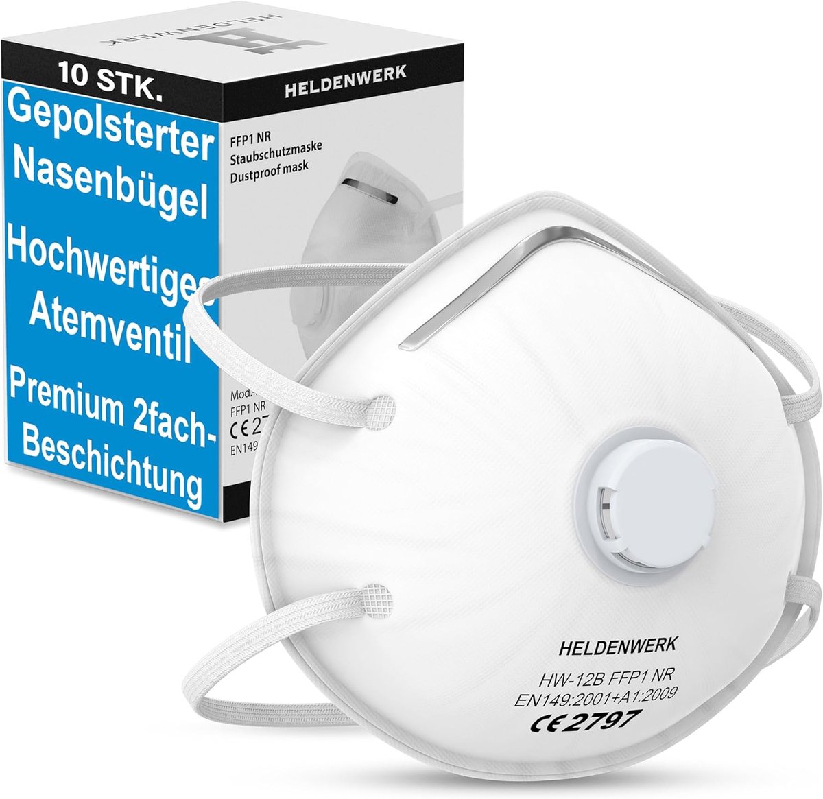 SnelShoppen - Adembeschermingsmasker FFP1 - 5/10/20-delige set - Perfect aanpasbaar fijnstofmasker voor slijpen, stofmasker voor kluswerk, ademmasker