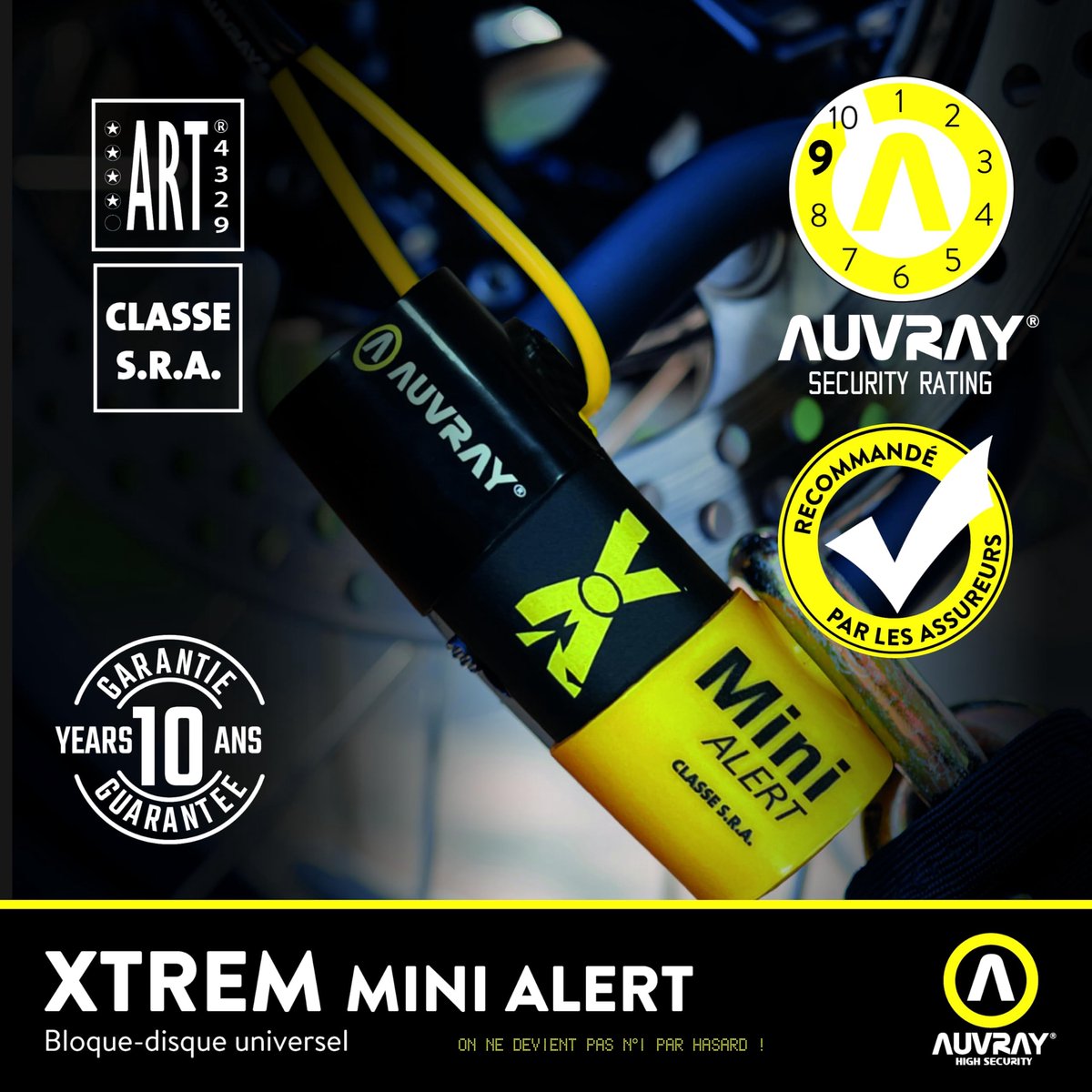 SnelShoppen - Diefstalslot voor Moto - XTREM Mini Alert - Art 4329 - SRA gecertificeerd - Geïntegreerd alarm 120 DB - Veiligheidsniveau 9/10 - Zeer ho