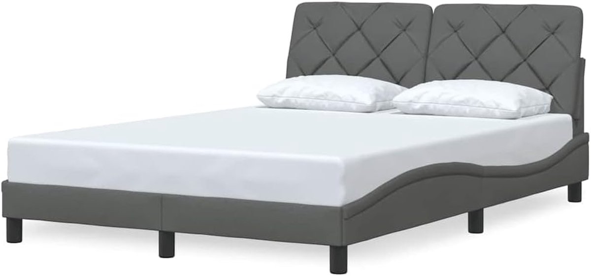 Bedframe - Paneelbed Frame - Slaapkamer Inrichten - Veelzijdig Hoofdeinde - 120x200 cm - Donkergrijs