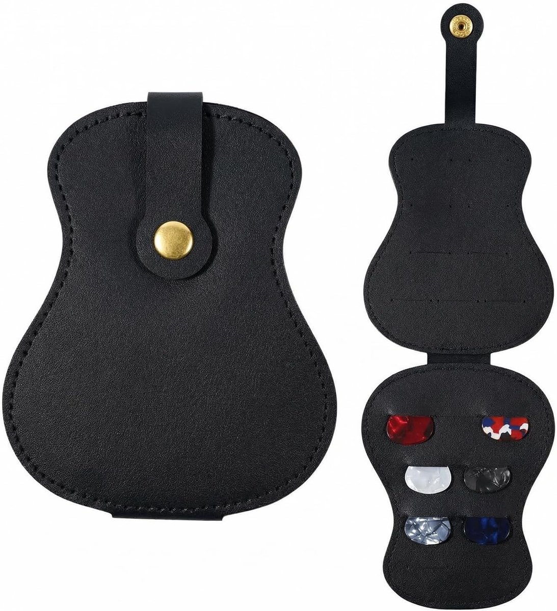Gitaarplectrumhouder van PU-leer, organizer met vakjes voor accessoires voor akoestische en elektrische gitaren, ideaal voor muzikanten en gitaristen
